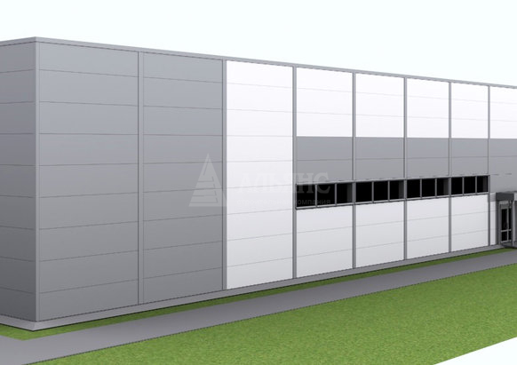3D визуализация Производственное здание с АБК из сэндвич-панелей - фото 2