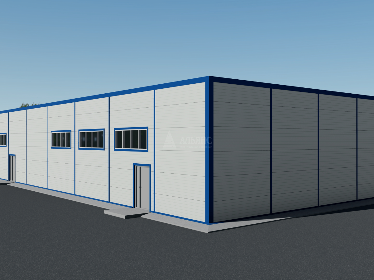 3D визуализация Производственное здание из сэндвич-панелей - фото 6